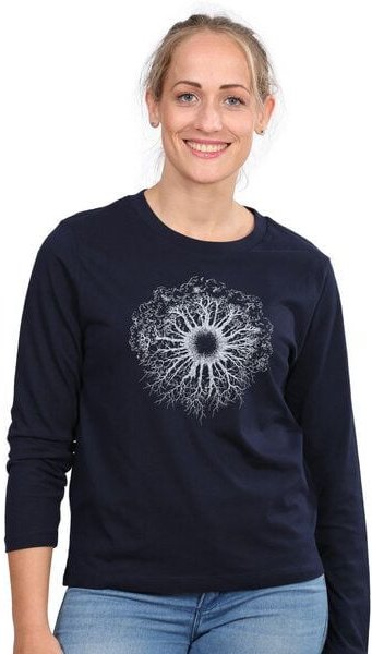 Thumbnail - Life-Tree Longsleeve aus Biobaumwolle Fairwear für Damen "WoodenIris" in Navy Blau