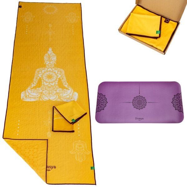 Divasya Yoga Travel-Set: 2 Yoga-Handtücher und 1 Yoga-Pad