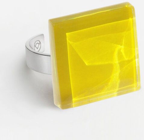 ALEXASCHA Geometrischer Statement Ring aus Glas | PUREFORM