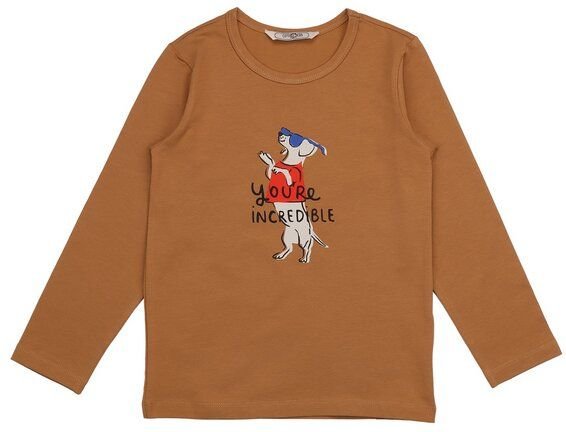 Cotokids Kinder Langarmshirt GOTS zertifiziert, Bio-Baumwolle, braun, „Party Time“, Frontprint, weich & bequem – Walkidd...