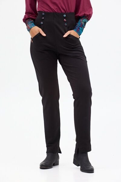 KOKOworld Hose Abrojo – Figurbetonter Schnitt mit hoher Taille – Seitliche Eingriffstaschen – dekorativen Koko-Print-Knö...