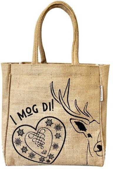 Domelo Jute Handtasche kleine Jutetasche vegane Einkaufskorb mini Tragetasche