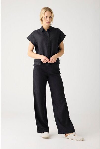 KnowledgeCotton Apparel POSEY weite, mittelhohe Leinenhose - GOTS/Vegan