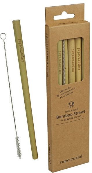 Zuperzozial Wiederverwendbare Bambus Strohhalme, 6 Stk.