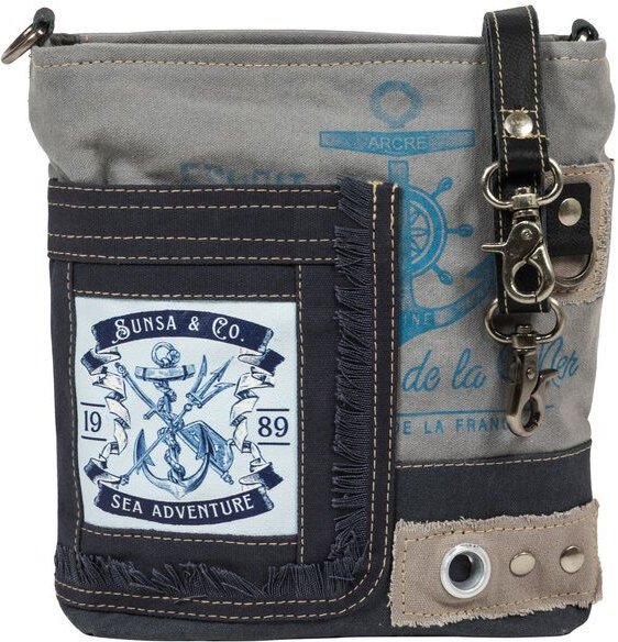 Sunsa Maritim Umhängetasche. Blaue Crossover Tasche. Schultertasche