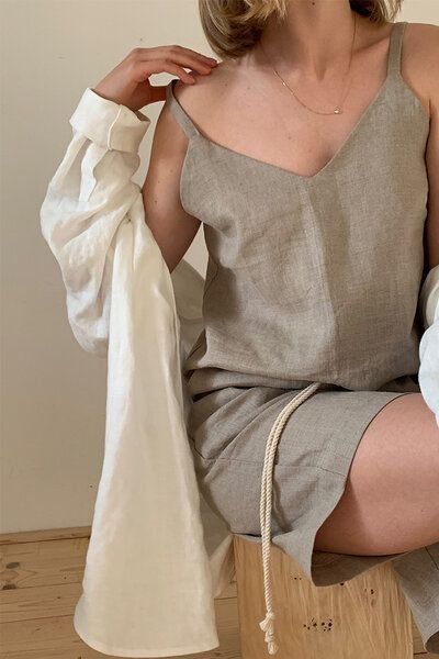 gust. Leinentop - V-Ausschnitt - Linen V-neck top - 100% Bio-Leinen