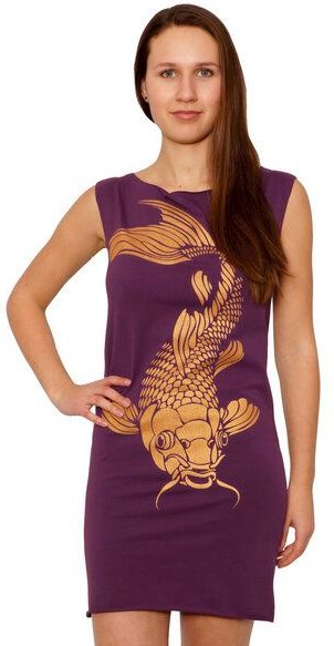 HANDGEDRUCKT "Koi03" Bio-Kleidchen