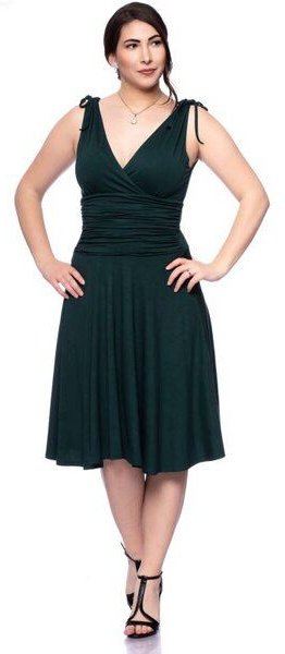 Thumbnail - Ingoria VERIA Midi Kleid in Wickeloptik mit gerafftem Taillenbund