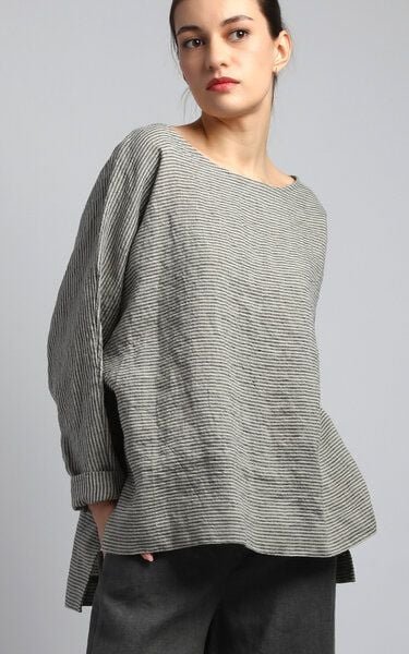 KNOTIUM REED Lockere Leinenbluse