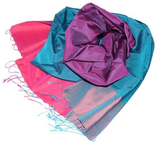 Schönes aus Indochina Edler Schal aus handgewebter Seide blau/violett