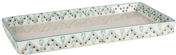 TRANQUILLO Ablage für das Bad aus Keramik von Hand bedruckt 23 x 12 cm