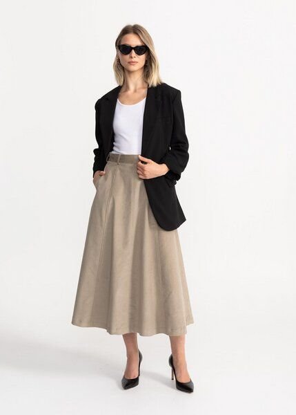 De IONESCU Dorna Midi-Cordrock mit Kontrastnähten – Handgefertigt in Siebenbürgen