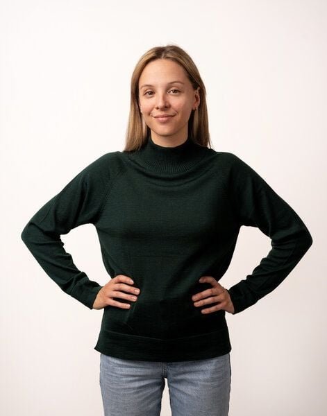 Kopyto Damen Strick Pullover Stehkragenpullover aus 100% Merinowolle RWS-zertifiziert Eco