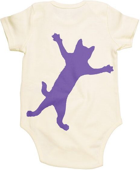 HANDGEDRUCKT "Klammerkatze" Baby Body