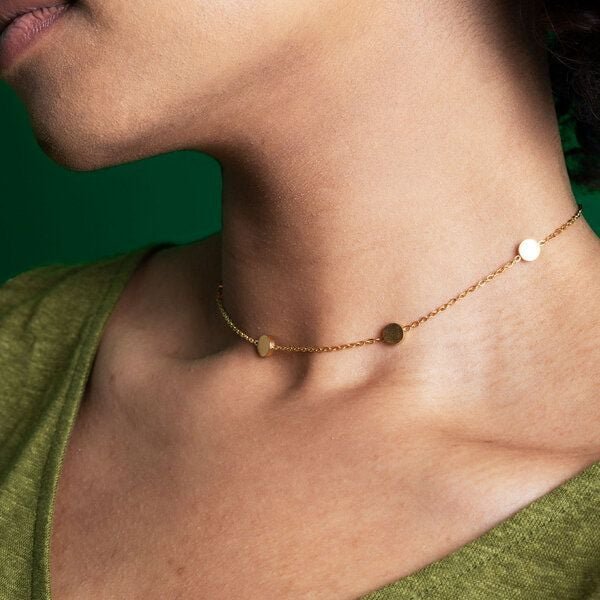 ALEXASCHA Kurze Münzkette | gold, silber, roségold | AVA