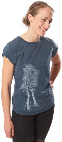 Life-Tree Shirt aus Biobaumwolle Fairwear für Damen "Birke" in Washed Blue/Washed Red/Washed Green