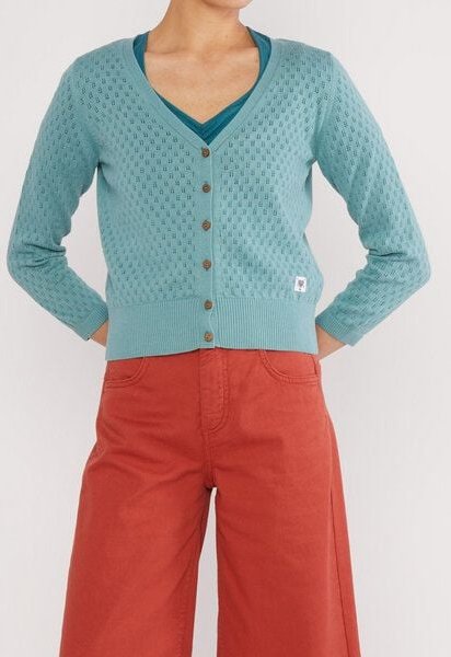 Blutsgeschwister Lochstrick Cardigan Sweet Petite - Traditional Teal Knit