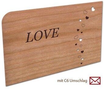 holzpost Postkarte aus Holz "Love"