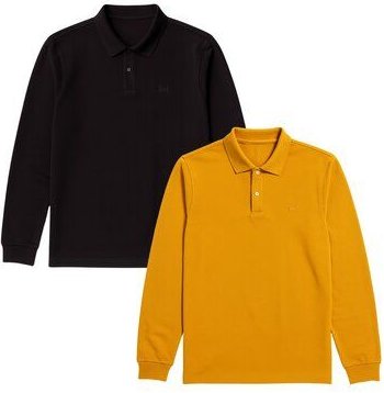 GORG 2er Set Herren Bio-Baumwolle Langarm-Poloshirt