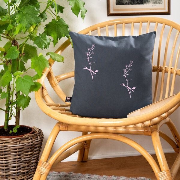 Thumbnail - Hirschkind Bio-Kissenbezug 'Strauchrose' dunkelgrau, 40*40 cm