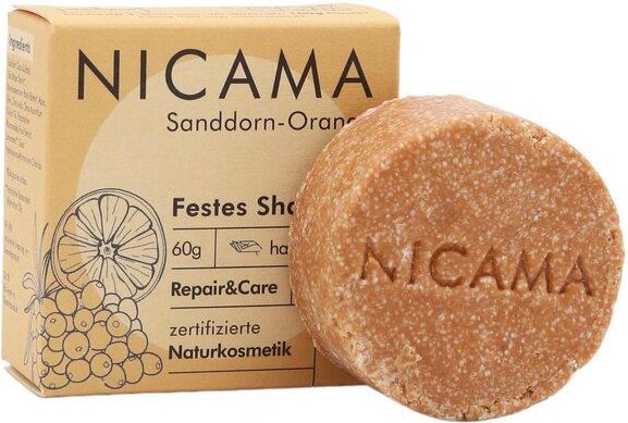 NICAMA Festes Shampoo Sanddorn-Orange - Repair & Care (COSMOS Organic)