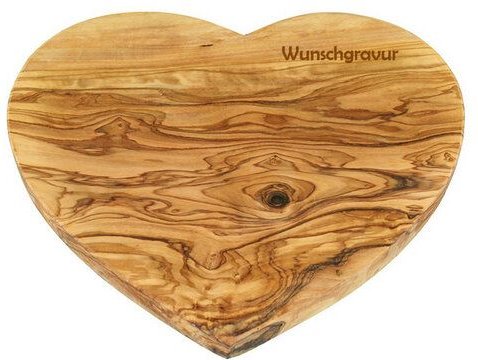 Olivenholz erleben Frühstücksbrett in Herzform aus Olivenholz