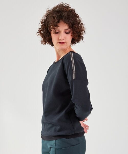 Thumbnail - LASALINA Sommerpullover aus Bio Baumwolle mit Glitzer Streifeneinsatz