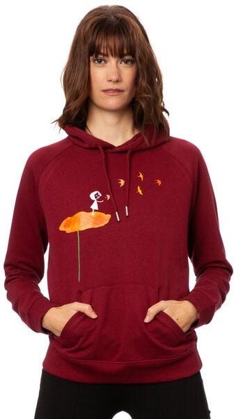 FellHerz Damen Hoodie Schwalbenzug burgundy, Bio Fair und Vegan