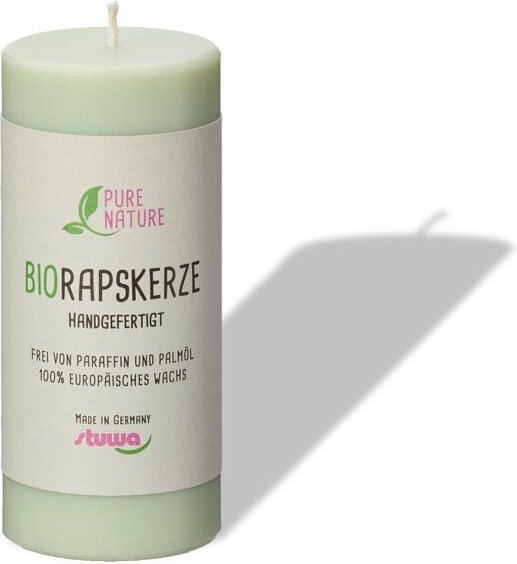 Stuwa Vegane Kerze aus Rapswachs 110 mm Ø 50 mm - 5 versch. Farben