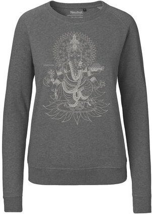 Peaces.bio - handbedruckte Biomode Bio Damen-Sweatshirt Ganesha