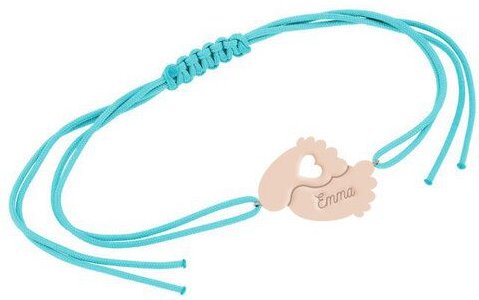 Eppi Silbernes String-Armband mit Babyfüßchen und Gravur Amy