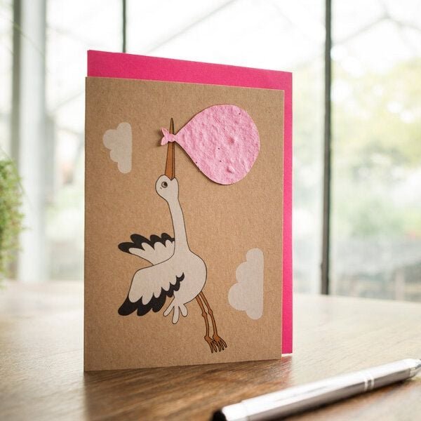 Die Stadtgärtner Karte zur Geburt I Nachhaltige Glückwunschkarte mit Wildblumen-Samen