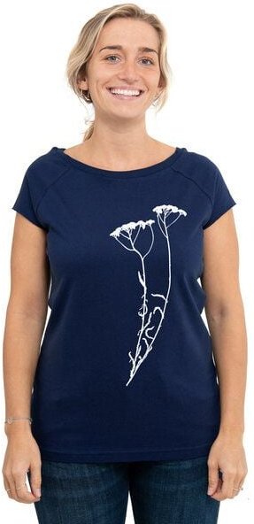 Hirschkind Fair-Trade-Frauenshirt "Schafgarbe" medieval blue - Made in Kenia