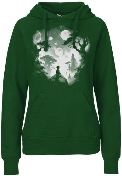 HANDGEDRUCKT "Inner Child" Frauen Hoody aus reiner Biobaumwolle (kbA)