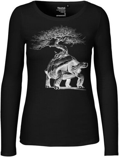 HANDGEDRUCKT "Lange Reise" Frauen Longsleeve aus reiner Biobaumwolle (kbA)