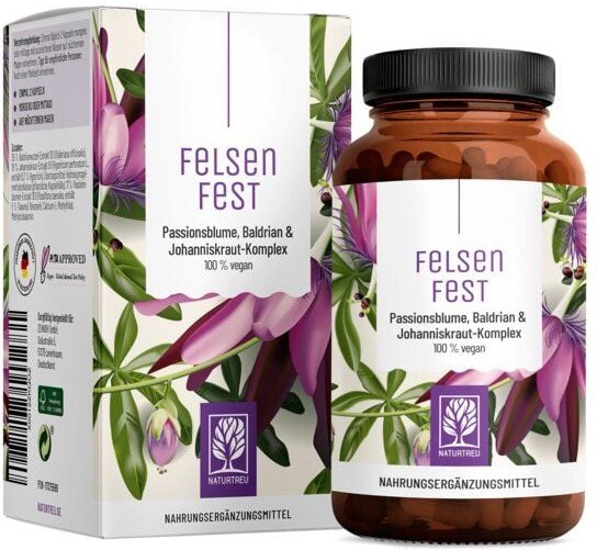 Johanniskraut + Baldrian 90 vegane Kapseln Felsenfest Naturtreu®