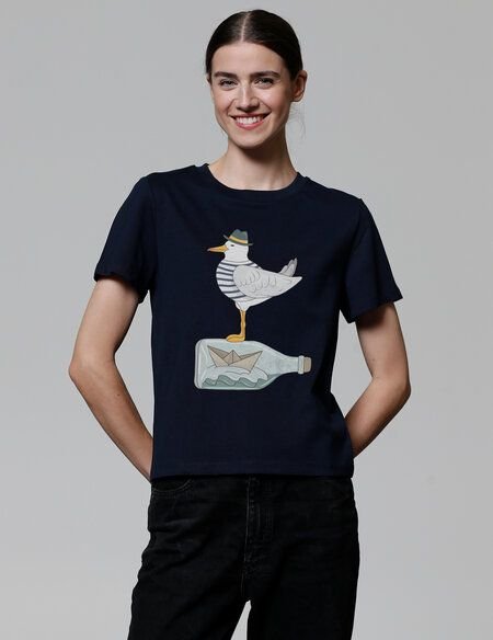 watapparel T-Shirt Frauen Möwe mit Hut
