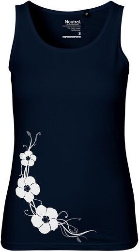 HANDGEDRUCKT Frauen Tank Top "Hibisken" aus 100% Bio Baumwolle (kbA)