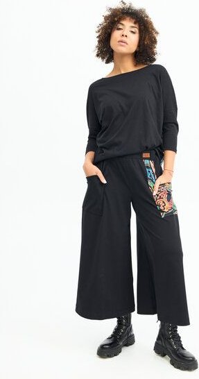 Hose Nawa Damen – Culotte mit weitem Bein & 5/8-Länge – in Schwarz oder mit farbenfrohem KOKOworld-Print – mit Taschen &...