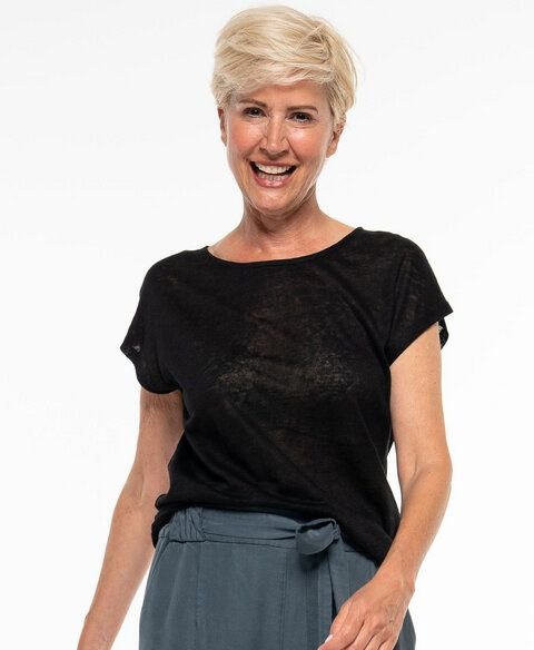 Alma & Lovis Elegantes Kurzarmshirt aus 100% Leinen-Jersey | Linen Short Pure