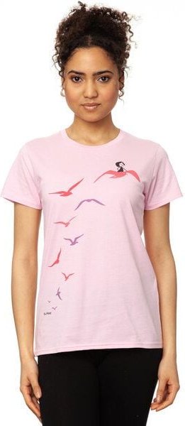 FellHerz Möwenflug rosa Damen T-Shirt Bio & Fair & Handbedruckt
