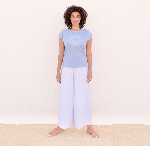 Jaya OM TENCEL - Damen - Yogashirt mit Om-Spiral-Frontprint aus Tencel-Baumwoll-Mix