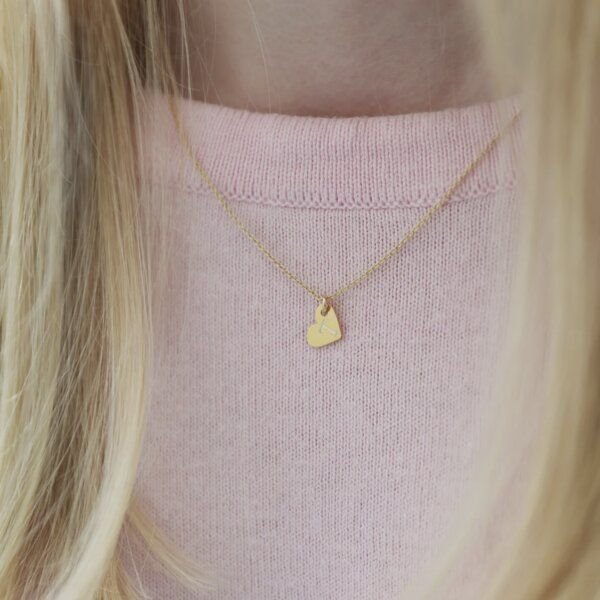 BELLYBIRD Jewellery Personalisierte Gravurkette - kleines Herz, 10 mm/ Silber/ Silber vergoldet