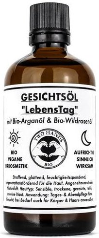Two Hands BIO Gesichtsöl „LebensTag“ mit Bio-Arganöl & Bio-Wildrosenöl - Bio-Vegan