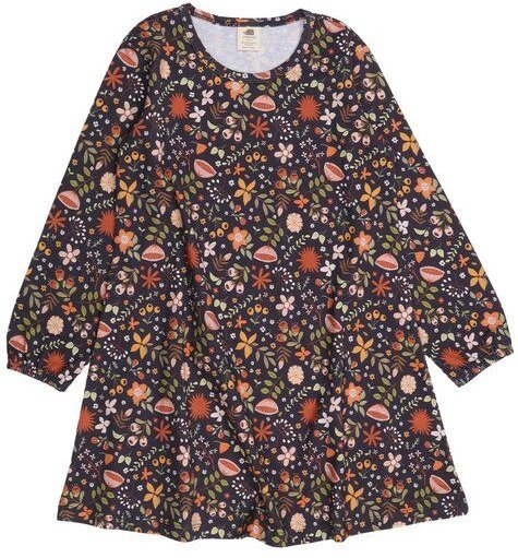 Walkiddy Fancy Flowers Bio-Baumwolle Graues Kleid - Nachhaltige & Ethische Kindermode – GOTS zertifiziert