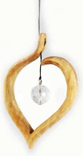 Mitienda Shop Fensterschmuck aus Holz | Lindenblatt mit Kristall