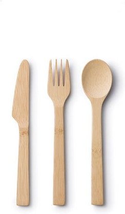 Bambus Besteck Set aus Messer, Gabel und Löffel 18,5cm Länge
