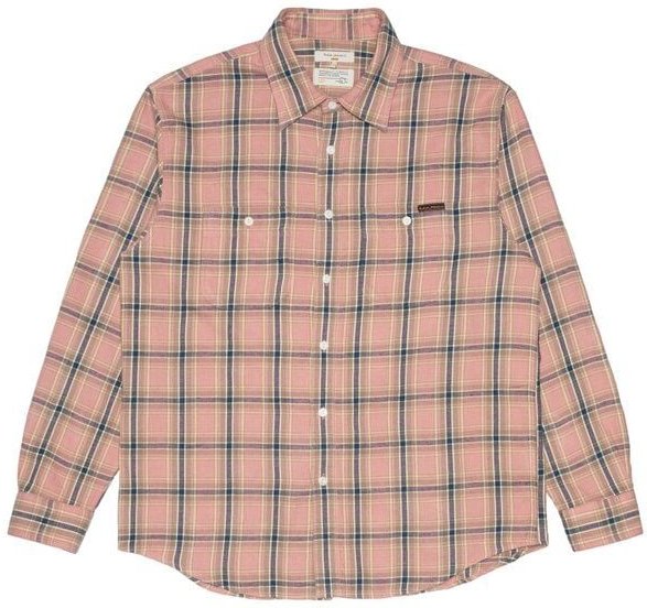 Nudie Jeans Kariertes Langarm-Hemd Julian Worker Check Pink
