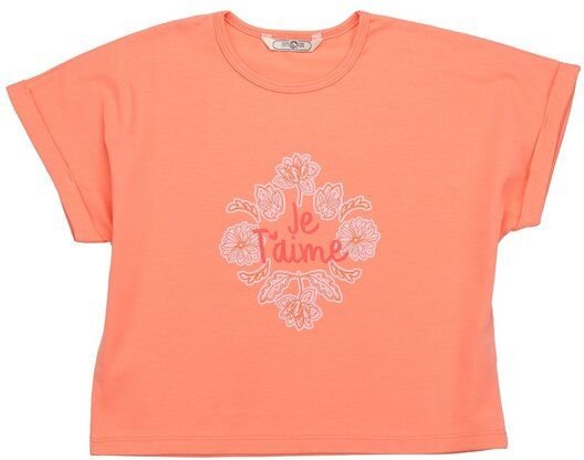 Cotokids Kinder T-Shirt – Koralle mit Paisleymotiv, Kurzarm, weich & bequem, sommerlich, gut kombinierbar | Walkiddy