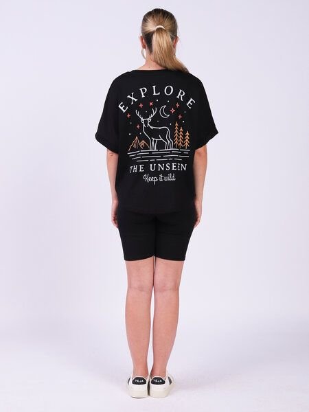 watapparel Oversize T-Shirt Frauen Explore the unseen, keep wild